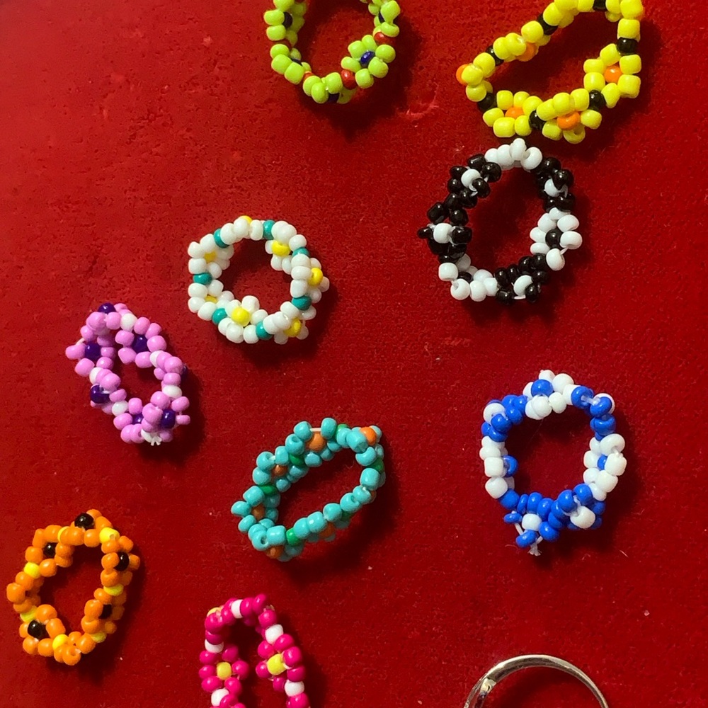 Colorful Beaded  Rings Set - Picture 3 of 4